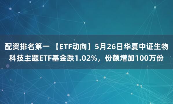 配资排名第一 【ETF动向】5月26日华夏中证生物科技主题ETF基金跌1.02%，份额增加100万份