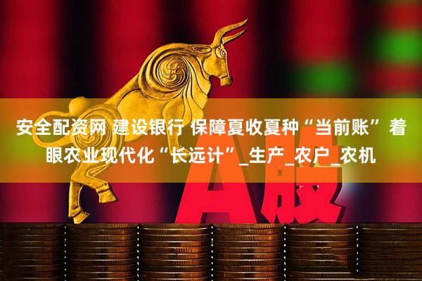 安全配资网 建设银行 保障夏收夏种“当前账” 着眼农业现代化“长远计”_生产_农户_农机